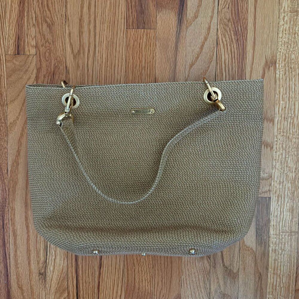 ERIC JAVITZ tan raffia shoulder bag - Picture 3 of 6